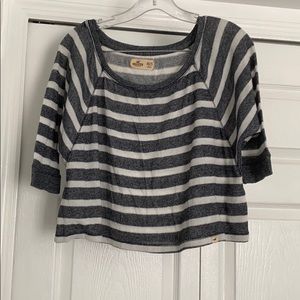 Striped quarter sleeve crop top